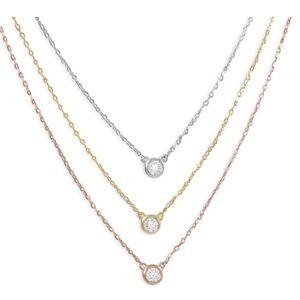 New Liv Oliver Tri Color Multi Layer 18 k gold plated Cz Necklace.
